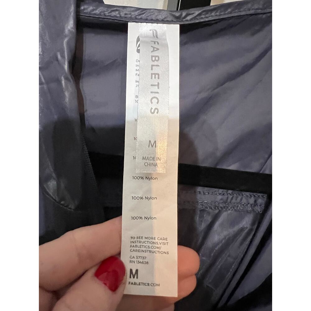 Fabletics Kali Run Jacket Gray Packable Hooded Wi… - image 7